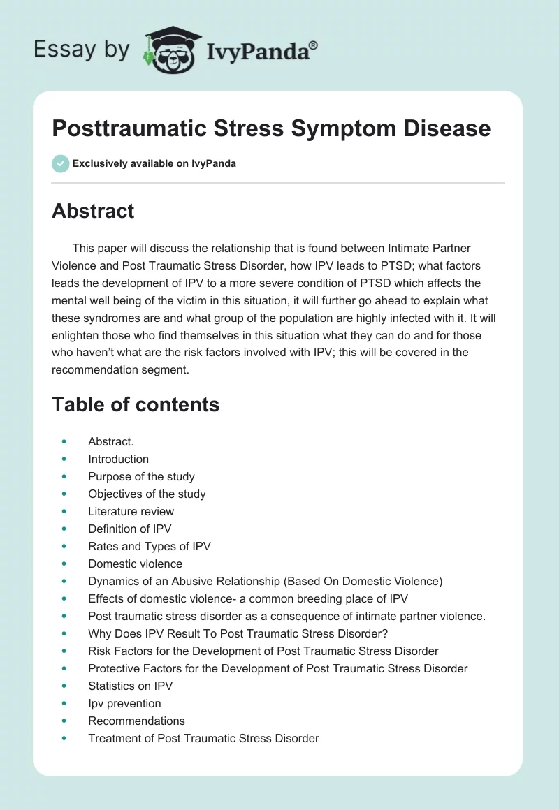 Posttraumatic Stress Symptom Disease. Page 1