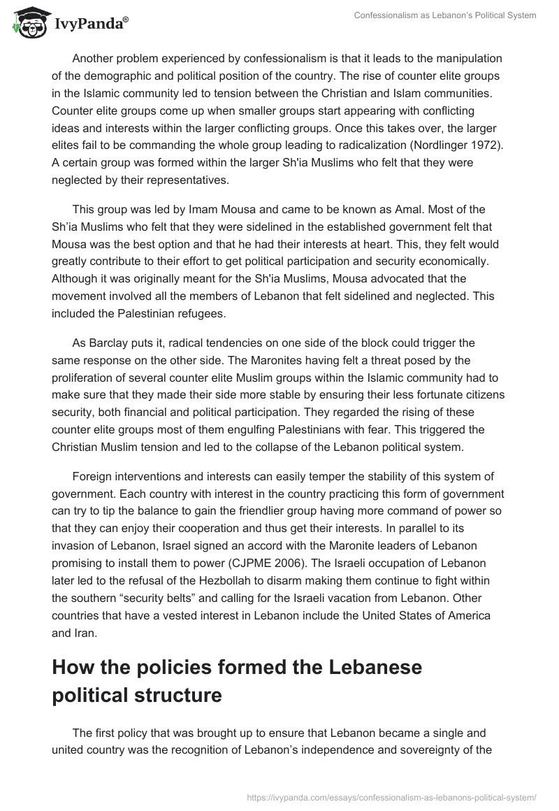 Confessionalism as Lebanon’s Political System. Page 4