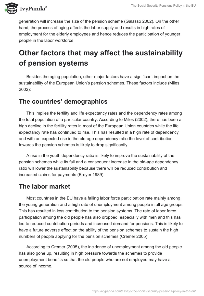 The Social Security Pensions Policy in the EU. Page 3