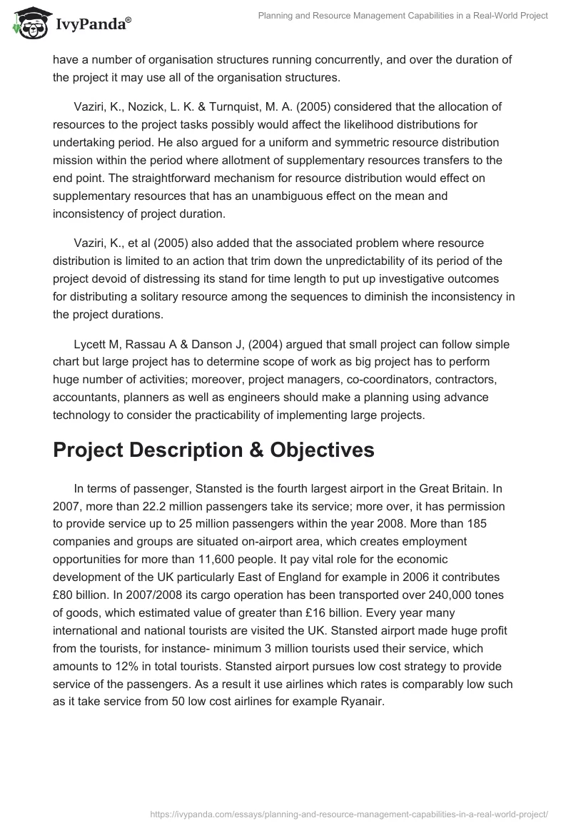 Planning and Resource Management Capabilities in a Real-World Project. Page 4