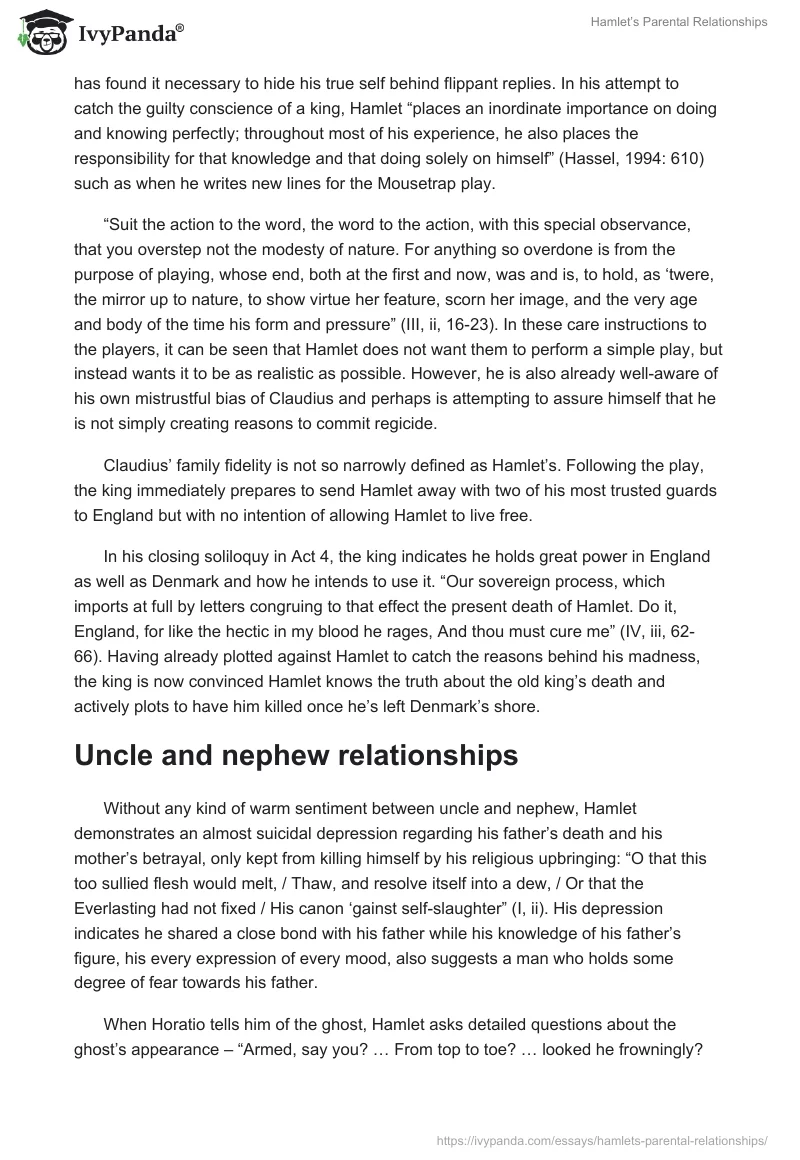 Hamlet’s Parental Relationships. Page 2
