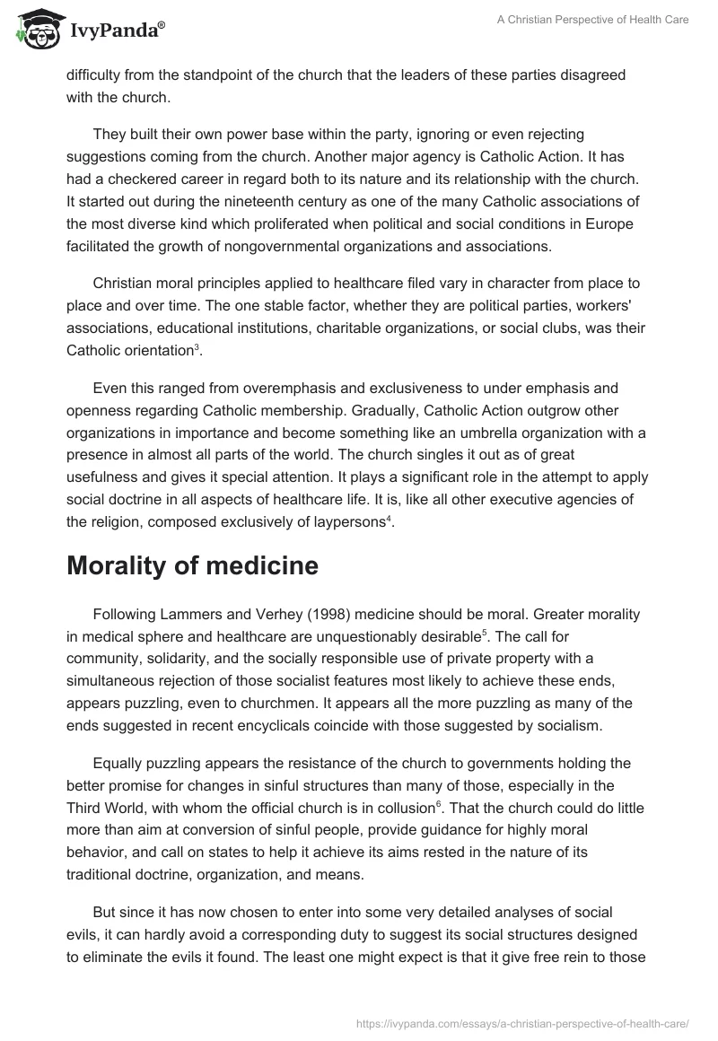 A Christian Perspective of Health Care. Page 2