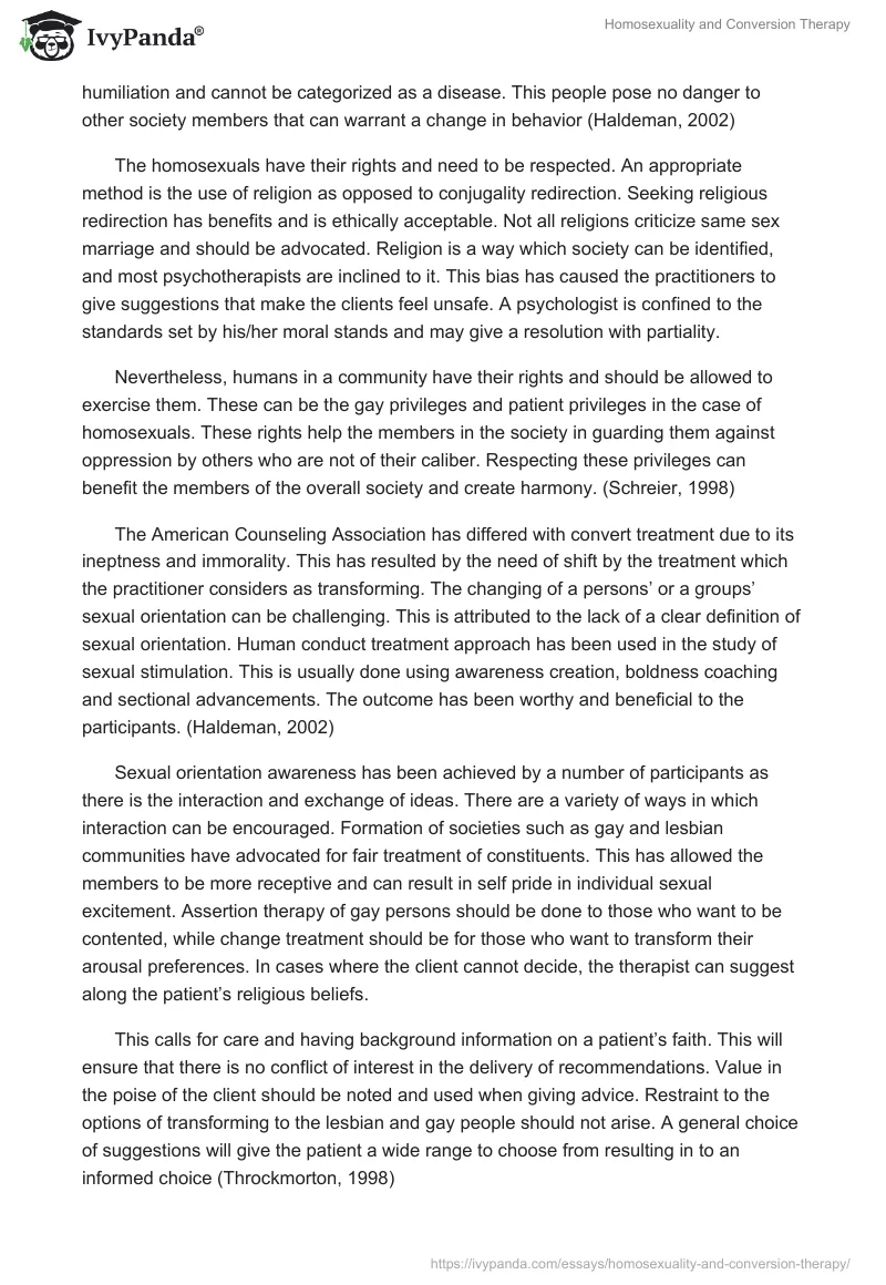 Homosexuality and Conversion Therapy. Page 2