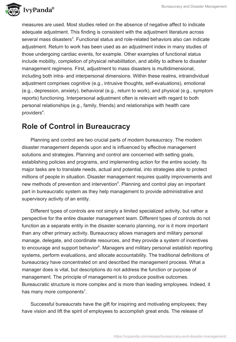 Bureaucracy and Disaster Management. Page 2