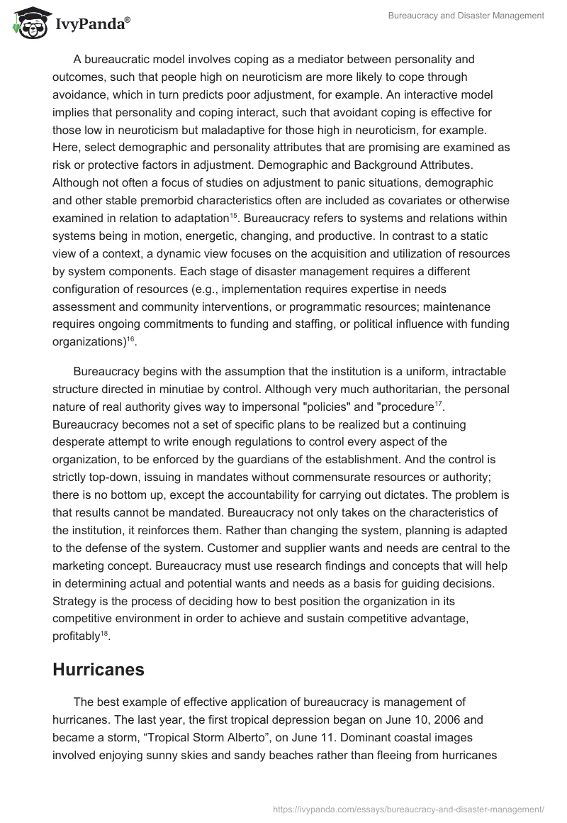 Bureaucracy and Disaster Management. Page 5