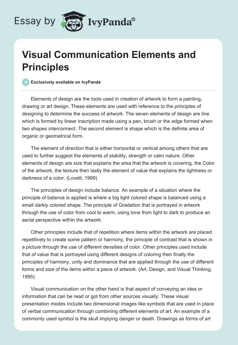 Visual Communication Elements and Principles. Page 1