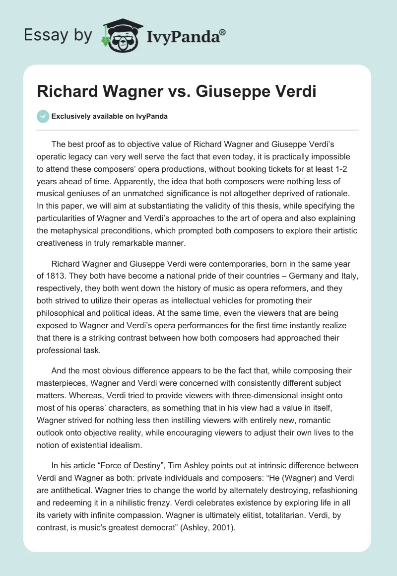Richard Wagner vs. Giuseppe Verdi. Page 1