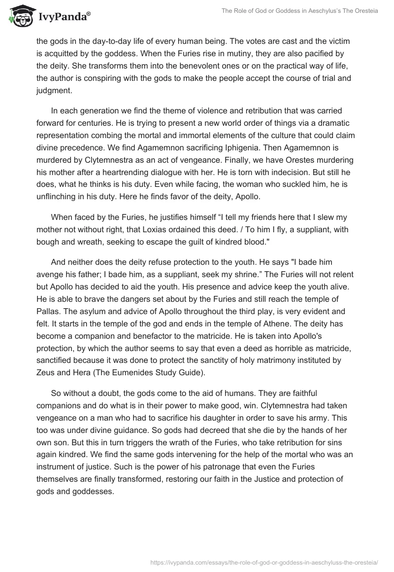 The Role of God or Goddess in Aeschylus’s The Oresteia. Page 3