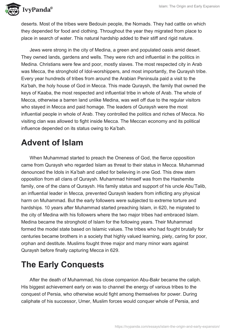 Islam: The Origin and Early Expansion. Page 2