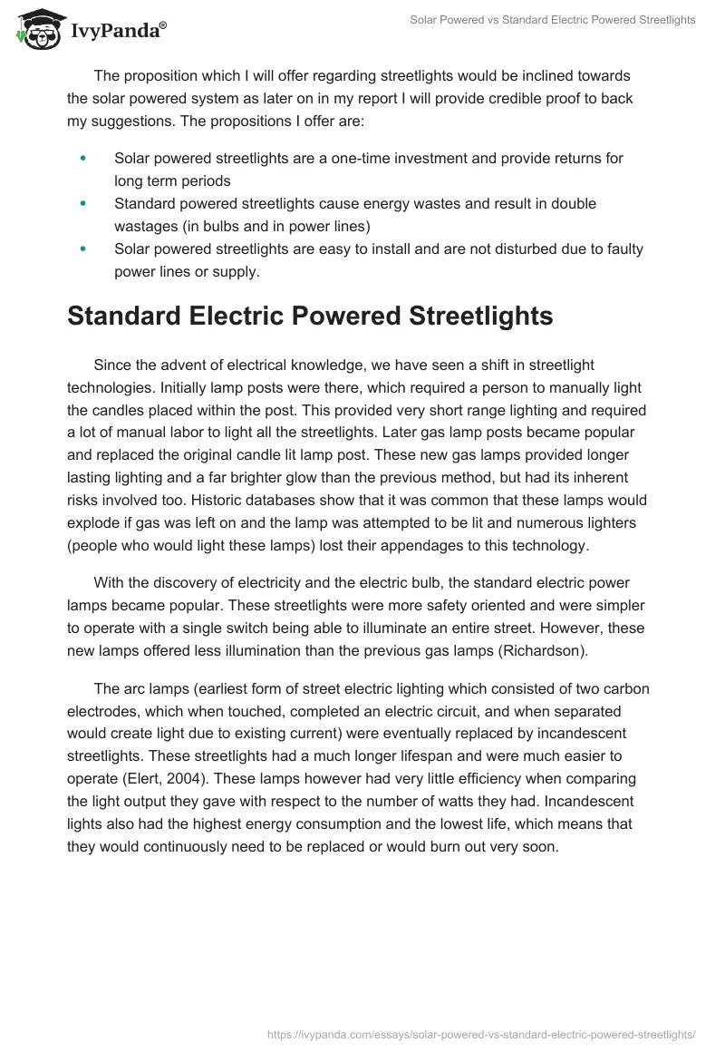 Solar Powered vs Standard Electric Powered Streetlights. Page 2