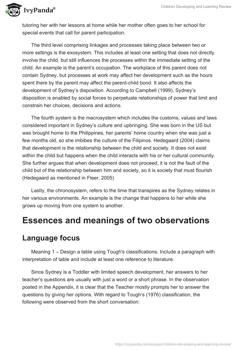 Children Developing and Learning Review. Page 2