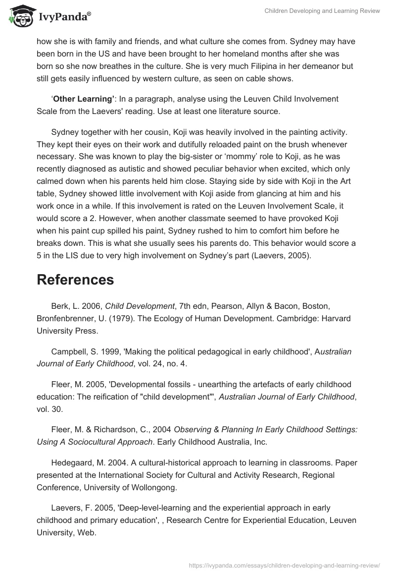 Children Developing and Learning Review. Page 4