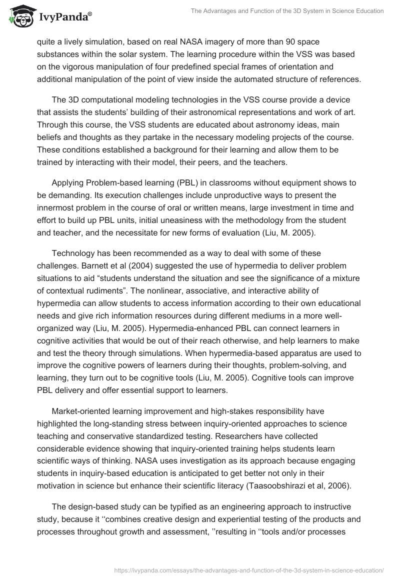The Advantages and Function of the 3D System in Science Education. Page 2