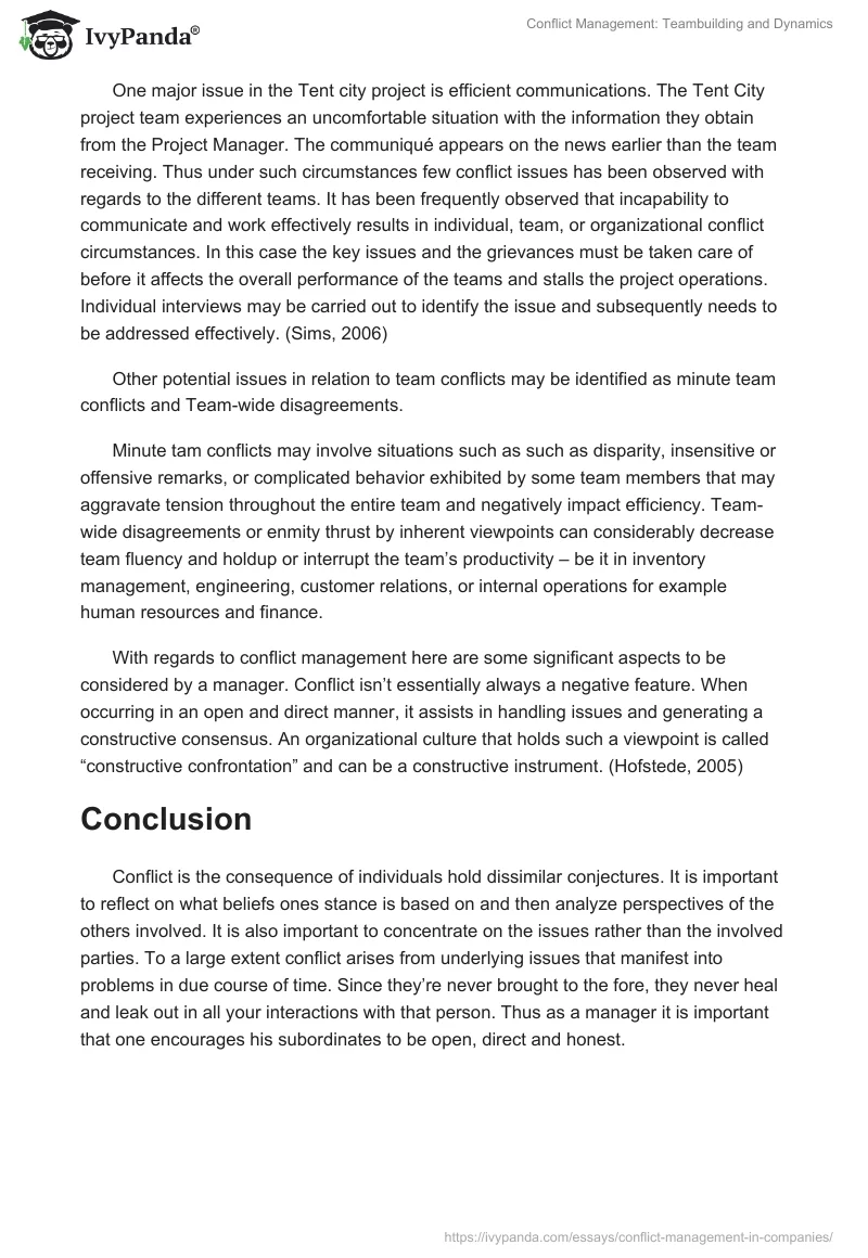 Conflict Management: Teambuilding and Dynamics. Page 2