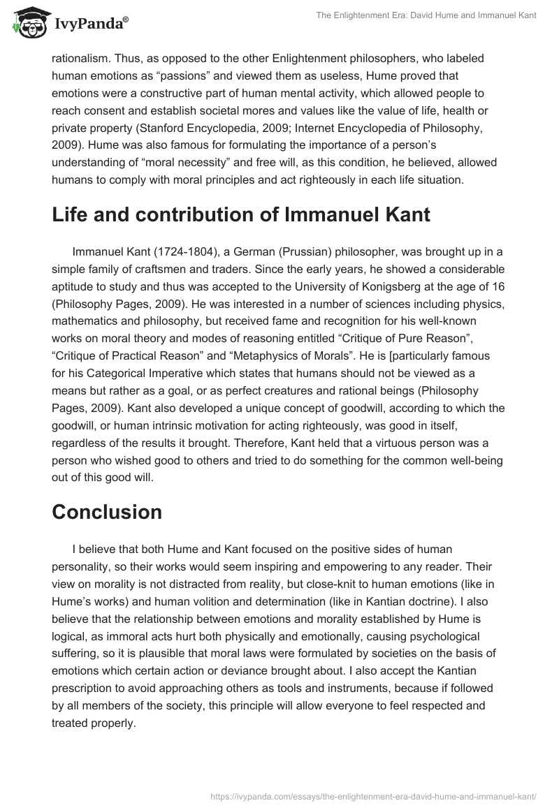 The Enlightenment Era: David Hume and Immanuel Kant. Page 2