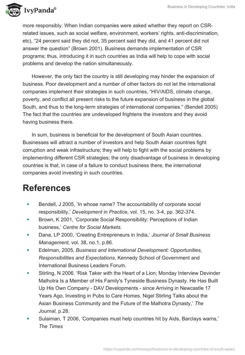 Business in Developing Countries: India. Page 2
