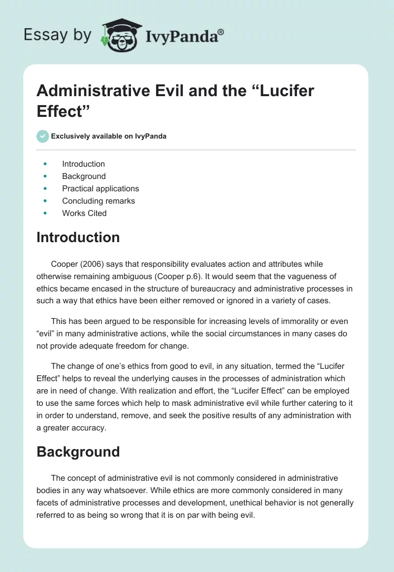 Administrative Evil and the “Lucifer Effect”. Page 1