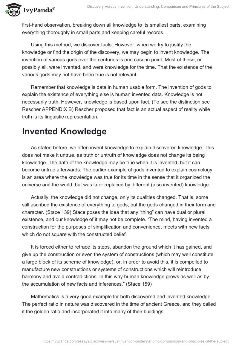 Discovery Versus Invention: Understanding, Comparison and Principles of the Subject. Page 2