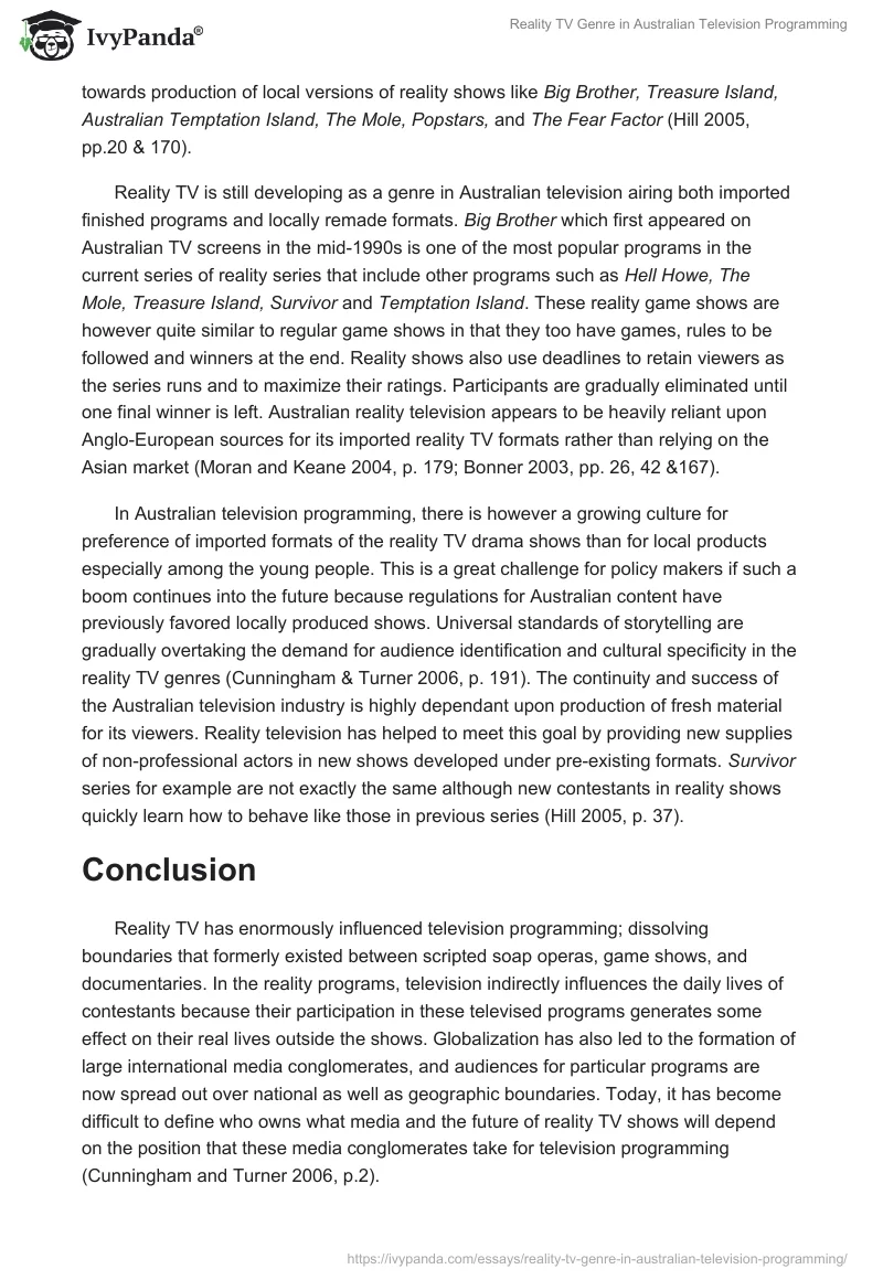Reality TV Genre in Australian Television Programming. Page 3