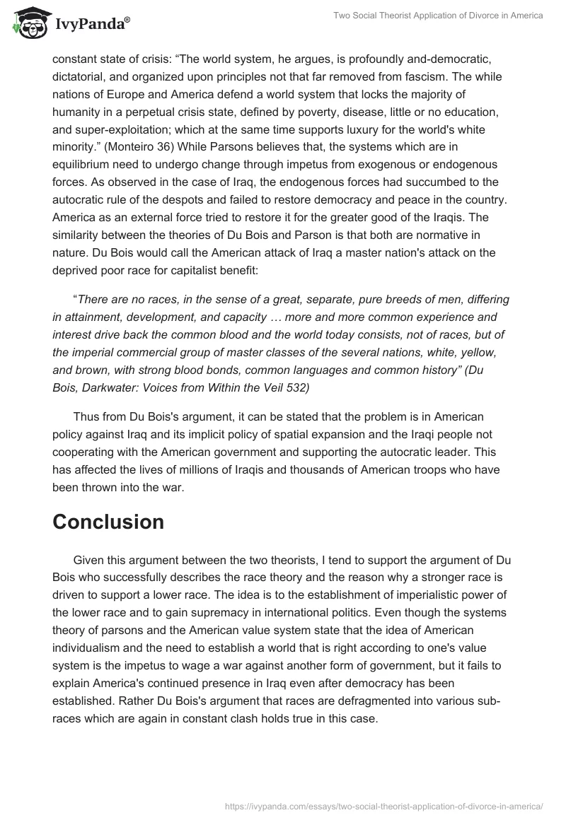 Two Social Theorist Application of Divorce in America. Page 5