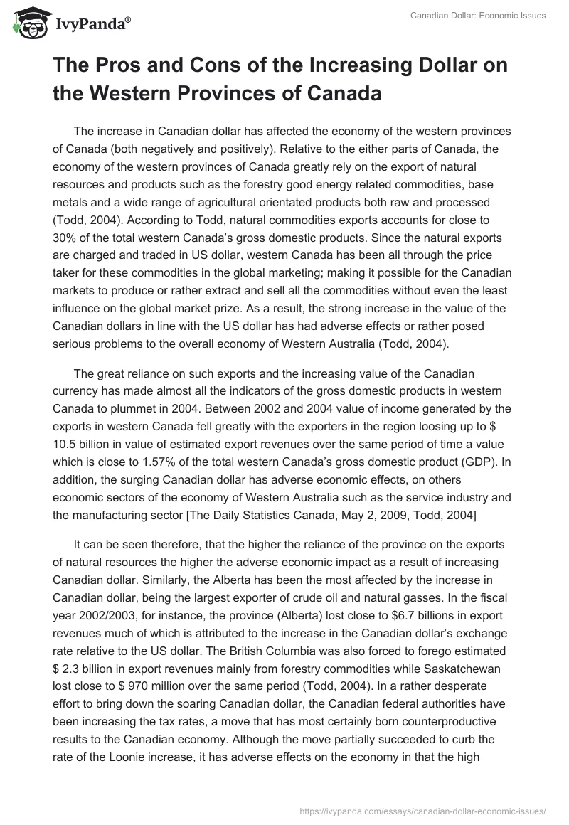 Canadian Dollar: Economic Issues. Page 2