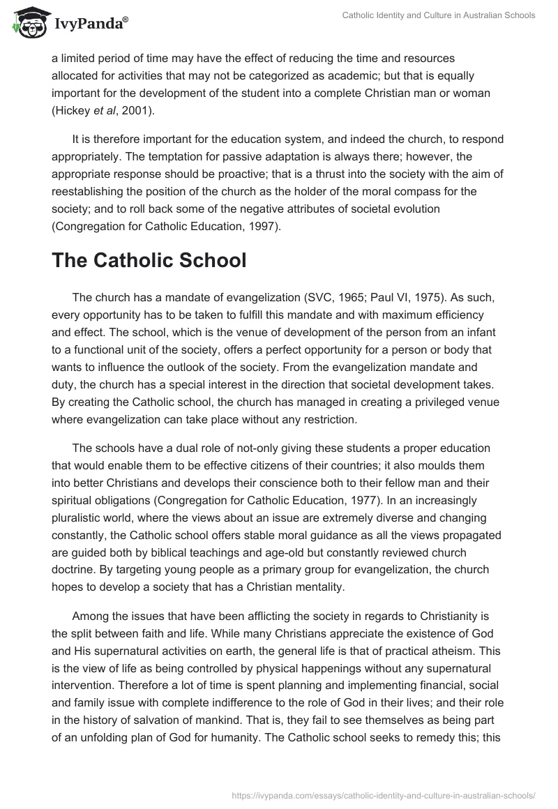 Catholic Identity and Culture in Australian Schools. Page 2
