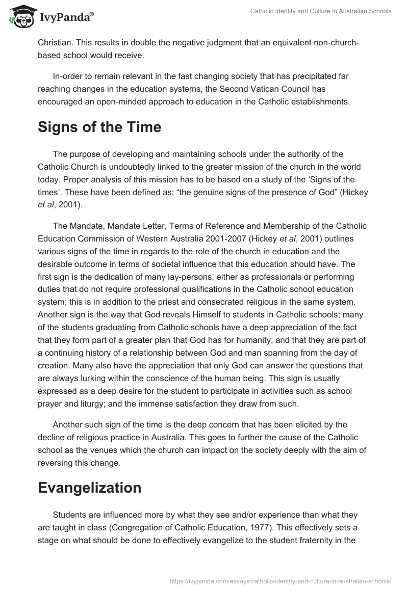 Catholic Identity and Culture in Australian Schools. Page 4