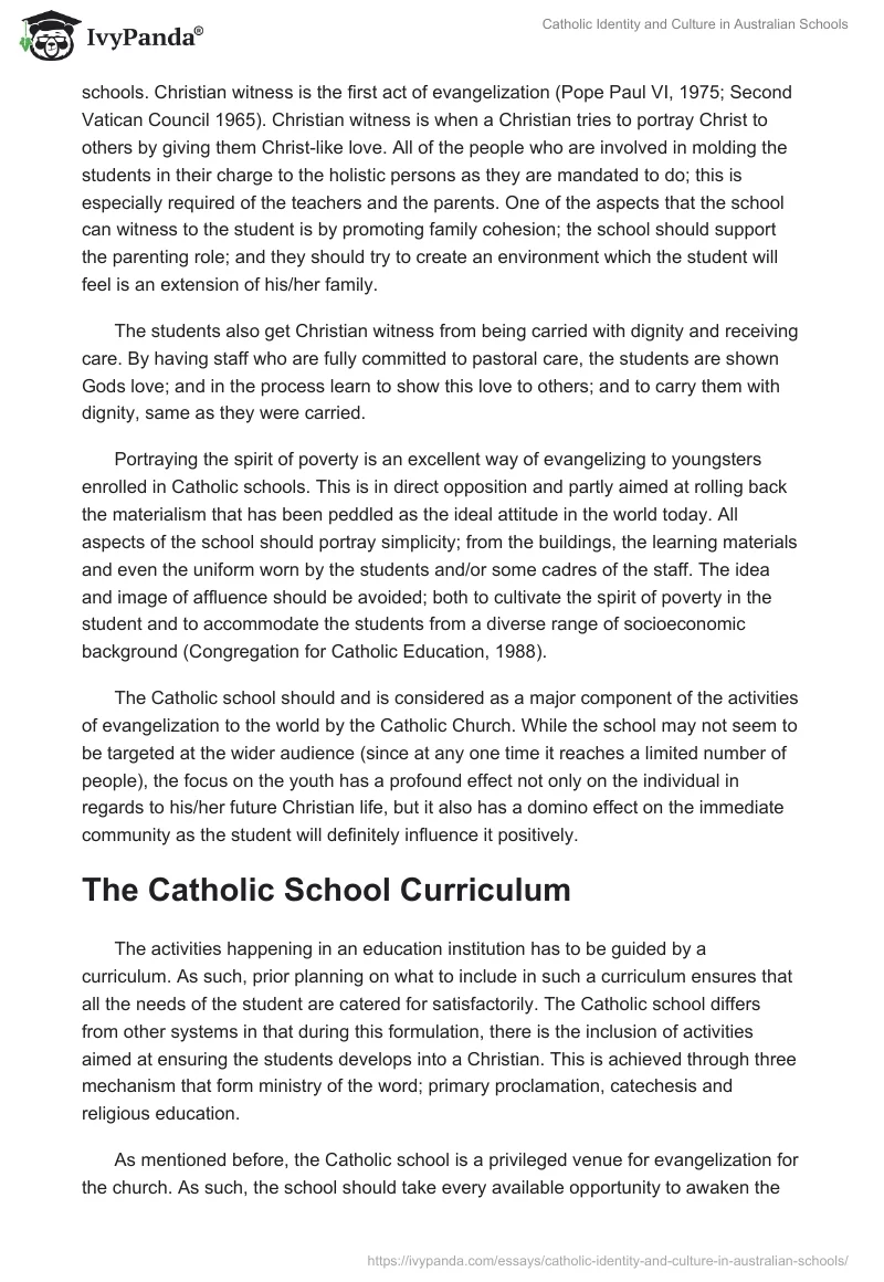 Catholic Identity and Culture in Australian Schools. Page 5