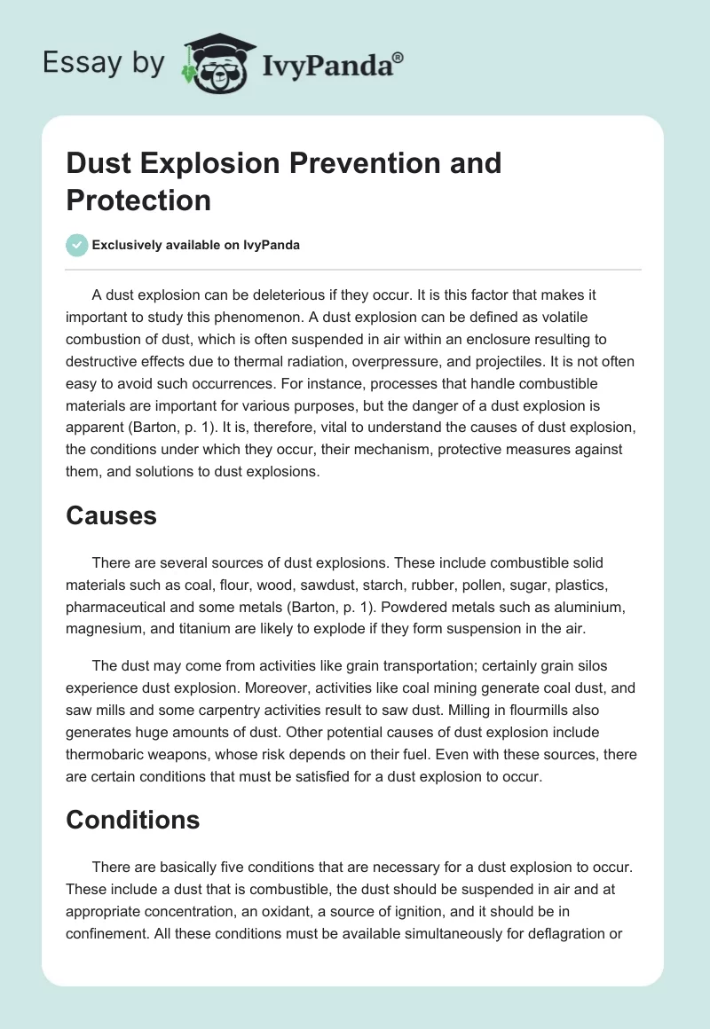 Dust Explosion Prevention and Protection. Page 1