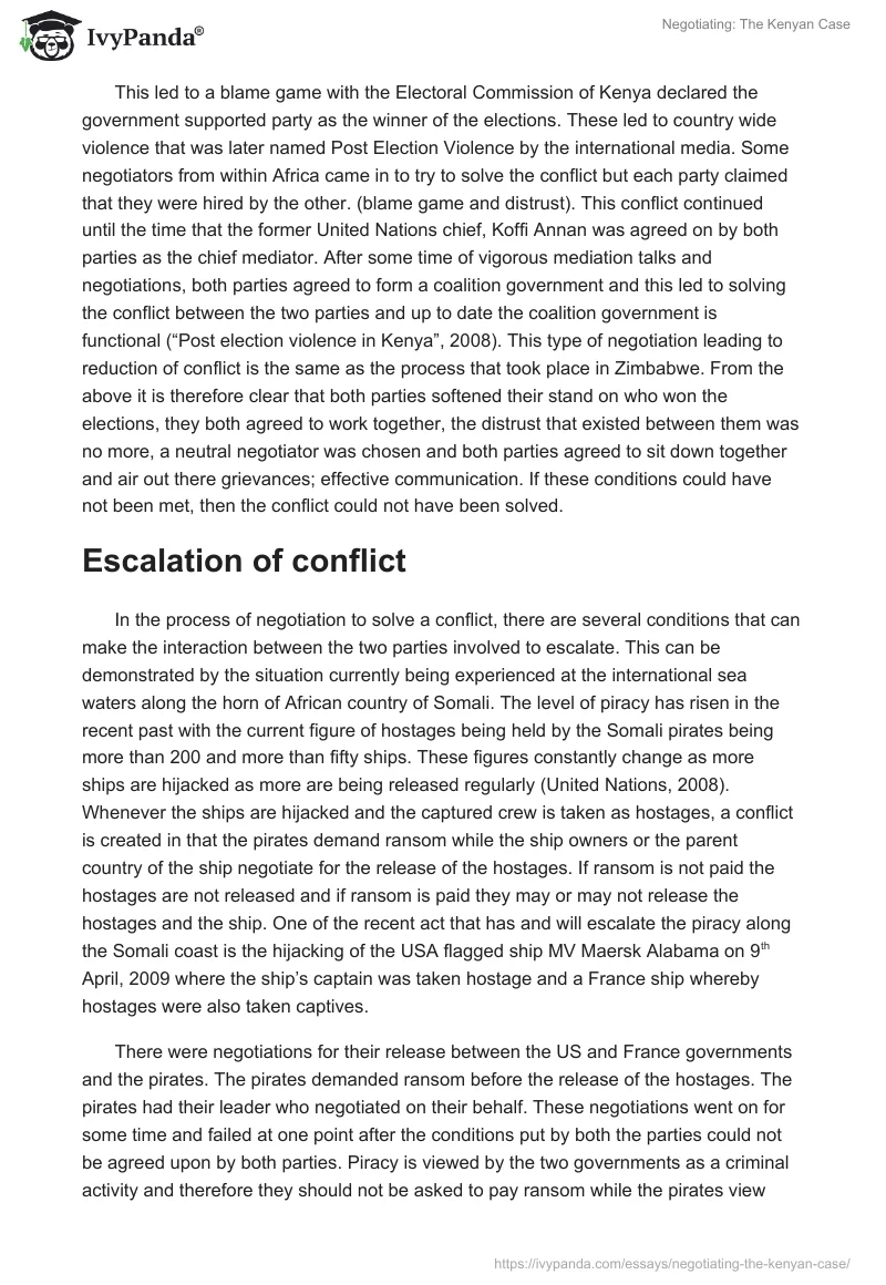 Negotiating: The Kenyan Case. Page 2