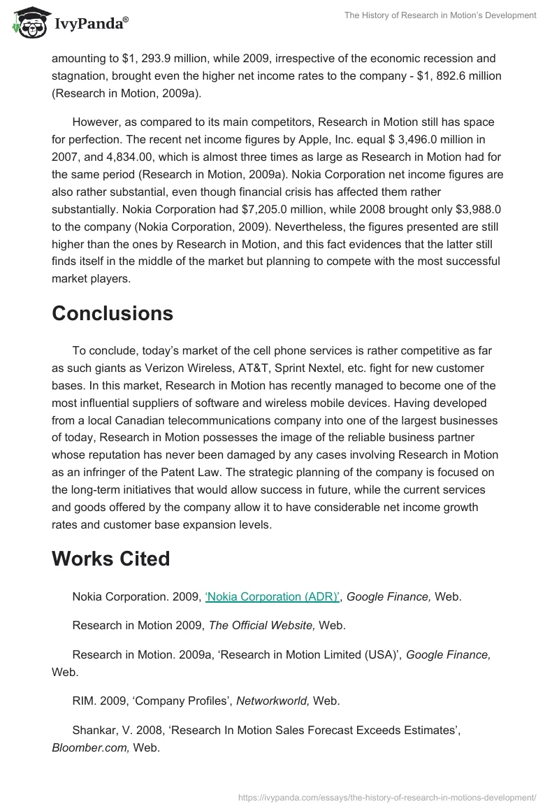 The History of Research in Motion’s Development. Page 4