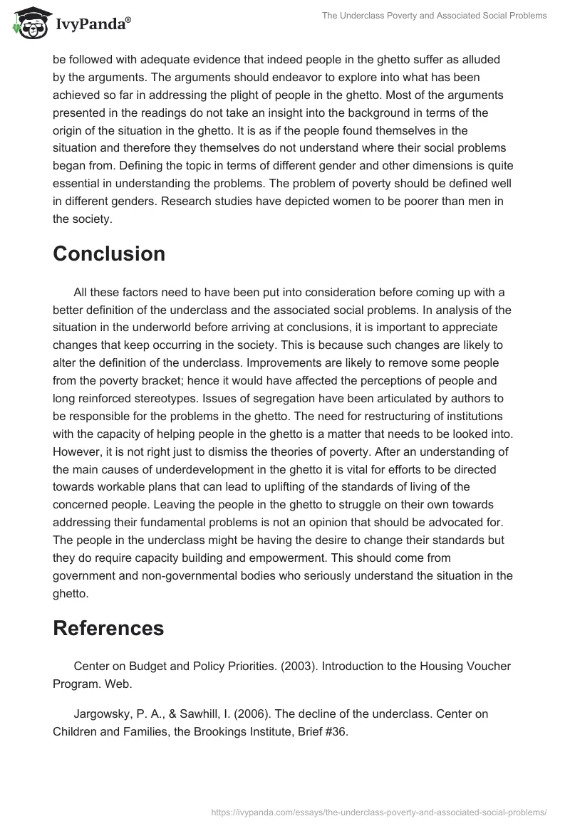 The Underclass Poverty and Associated Social Problems. Page 3