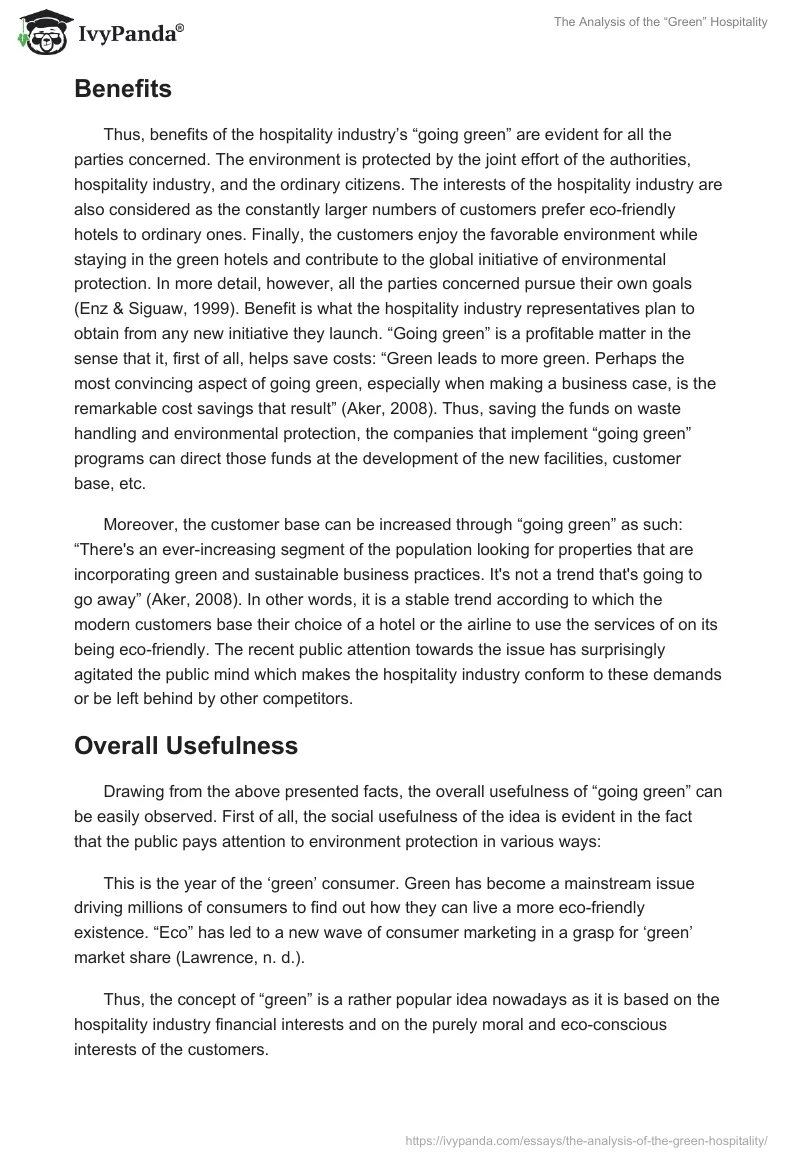 The Analysis of the “Green” Hospitality. Page 4