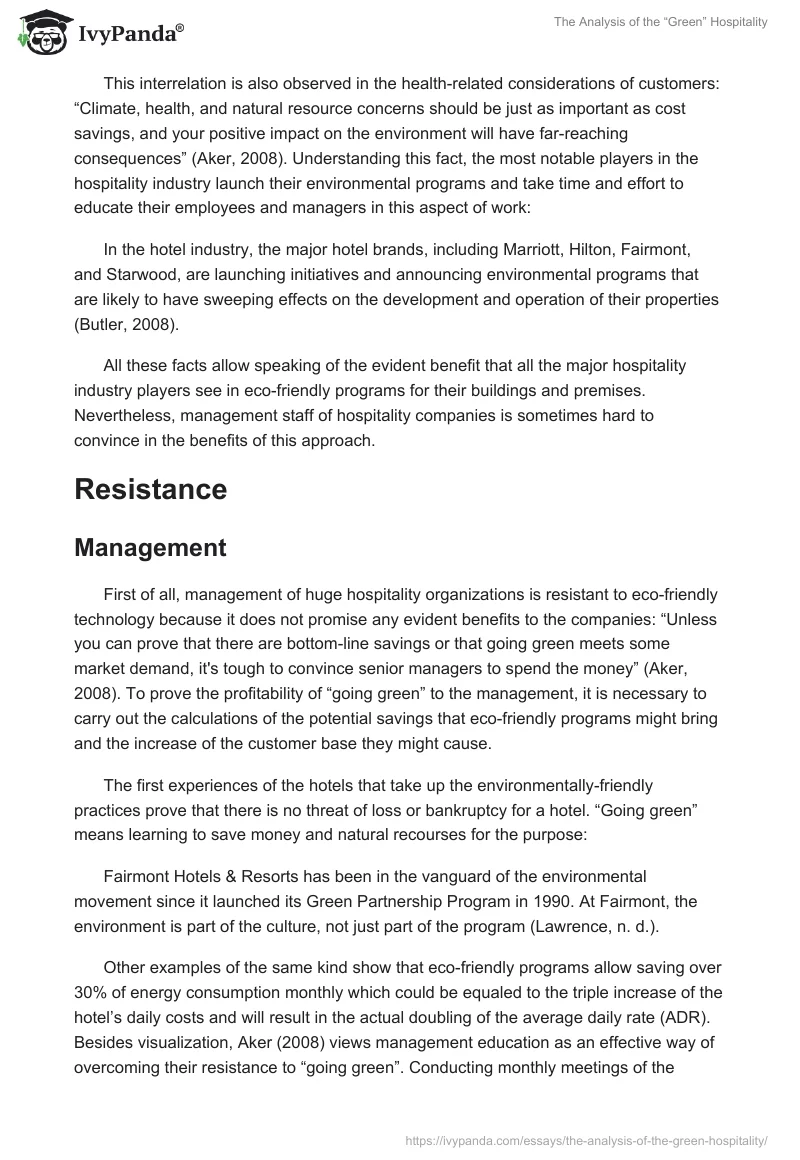 The Analysis of the “Green” Hospitality. Page 5