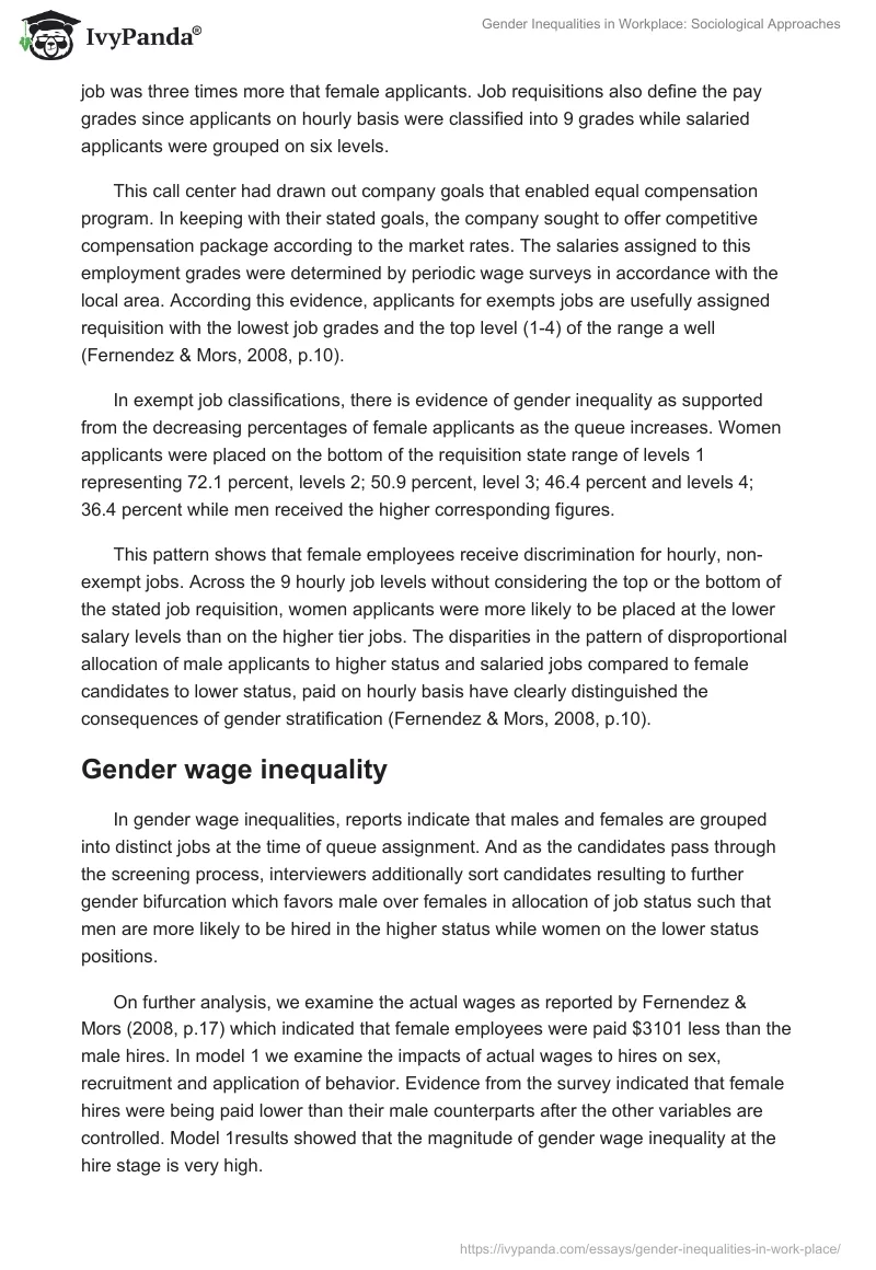 Gender Inequalities in Workplace: Sociological Approaches. Page 4