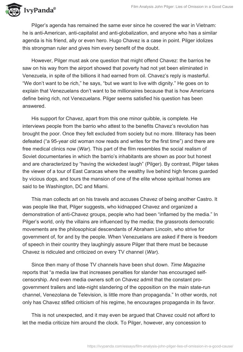 Film Analysis John Pilger: Lies of Omission in a Good Cause. Page 2