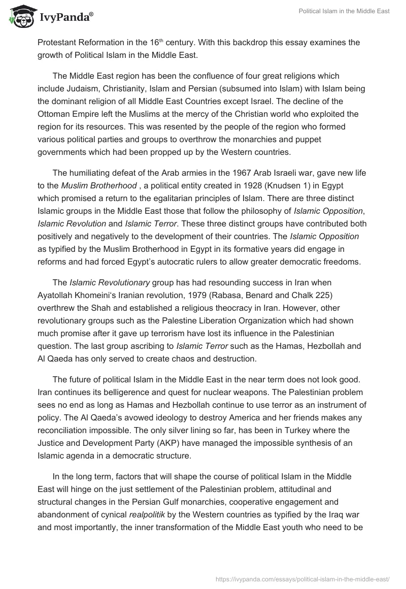 Political Islam in the Middle East. Page 2