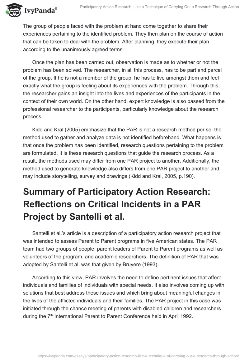 Participatory Action Research, Like a Technique of Carrying Out a Research Through Action. Page 4
