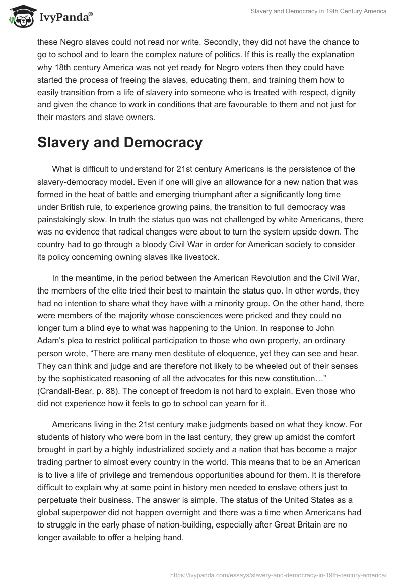 Slavery and Democracy in 19th Century America. Page 3