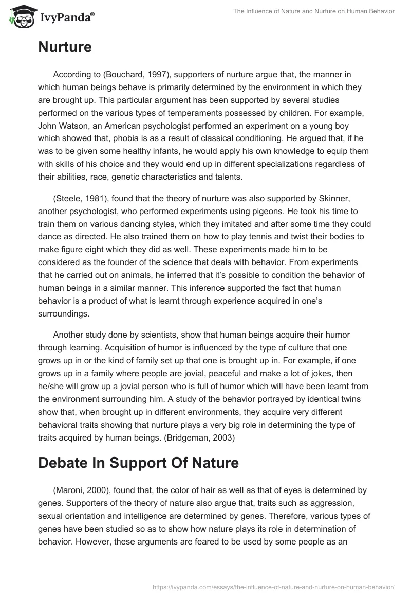 The Influence of Nature and Nurture on Human Behavior. Page 2