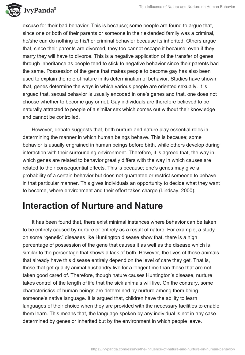 The Influence of Nature and Nurture on Human Behavior. Page 3
