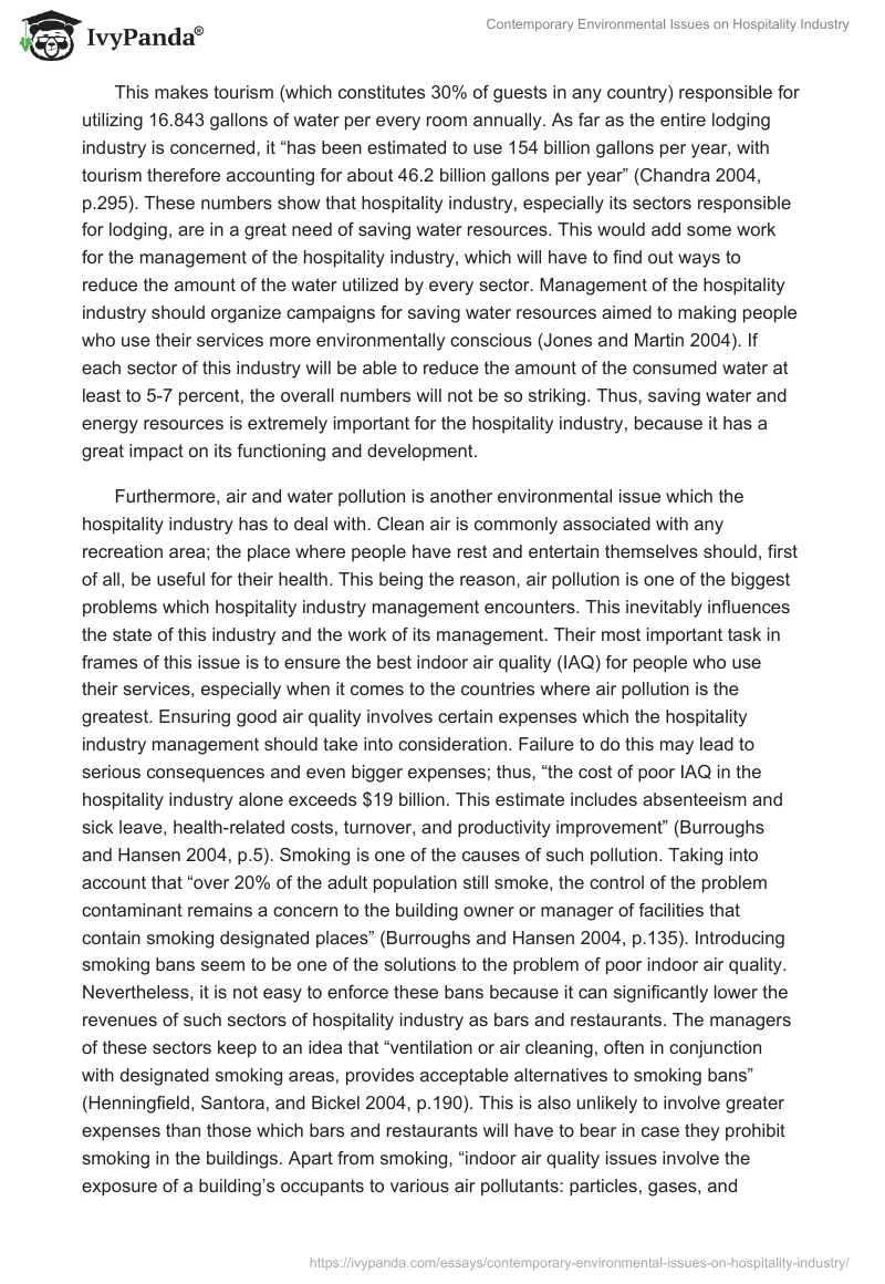 Contemporary Environmental Issues on Hospitality Industry. Page 3