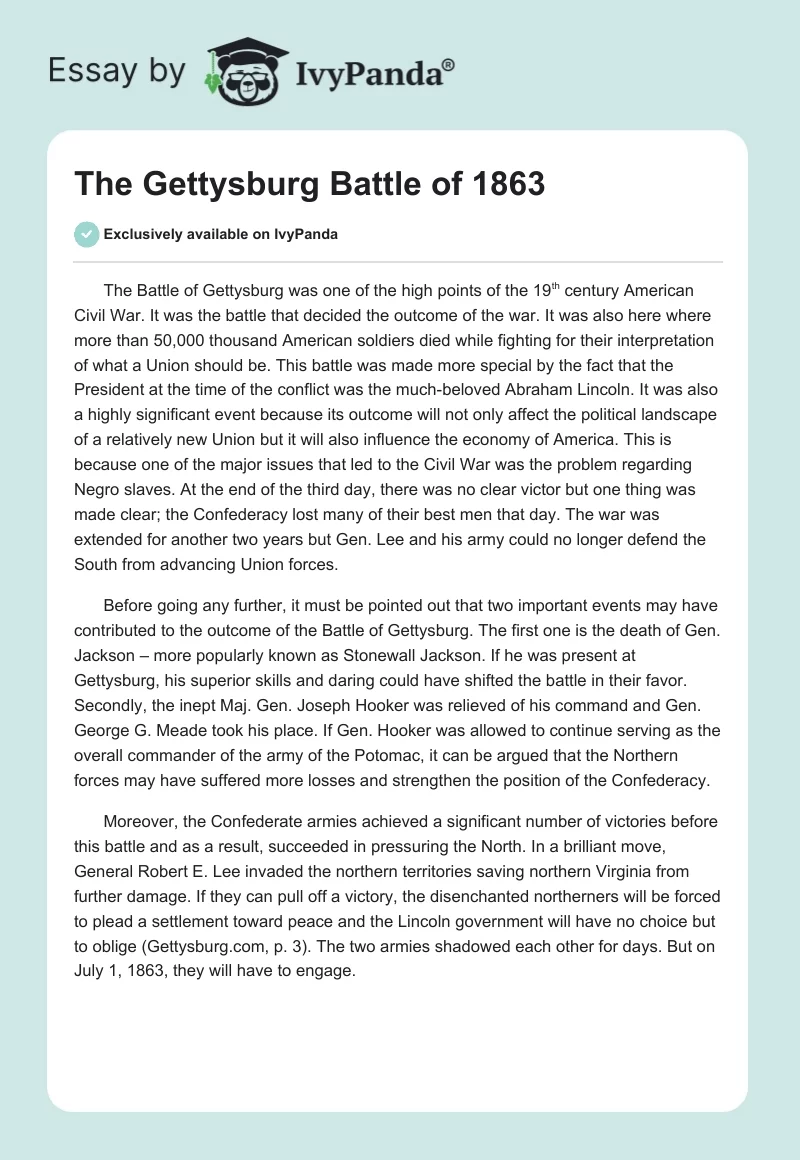 The Gettysburg Battle of 1863. Page 1