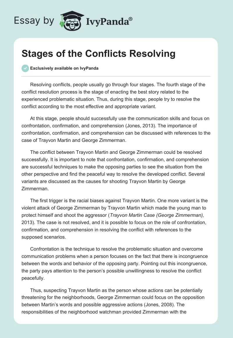 Stages of the Conflicts Resolving. Page 1