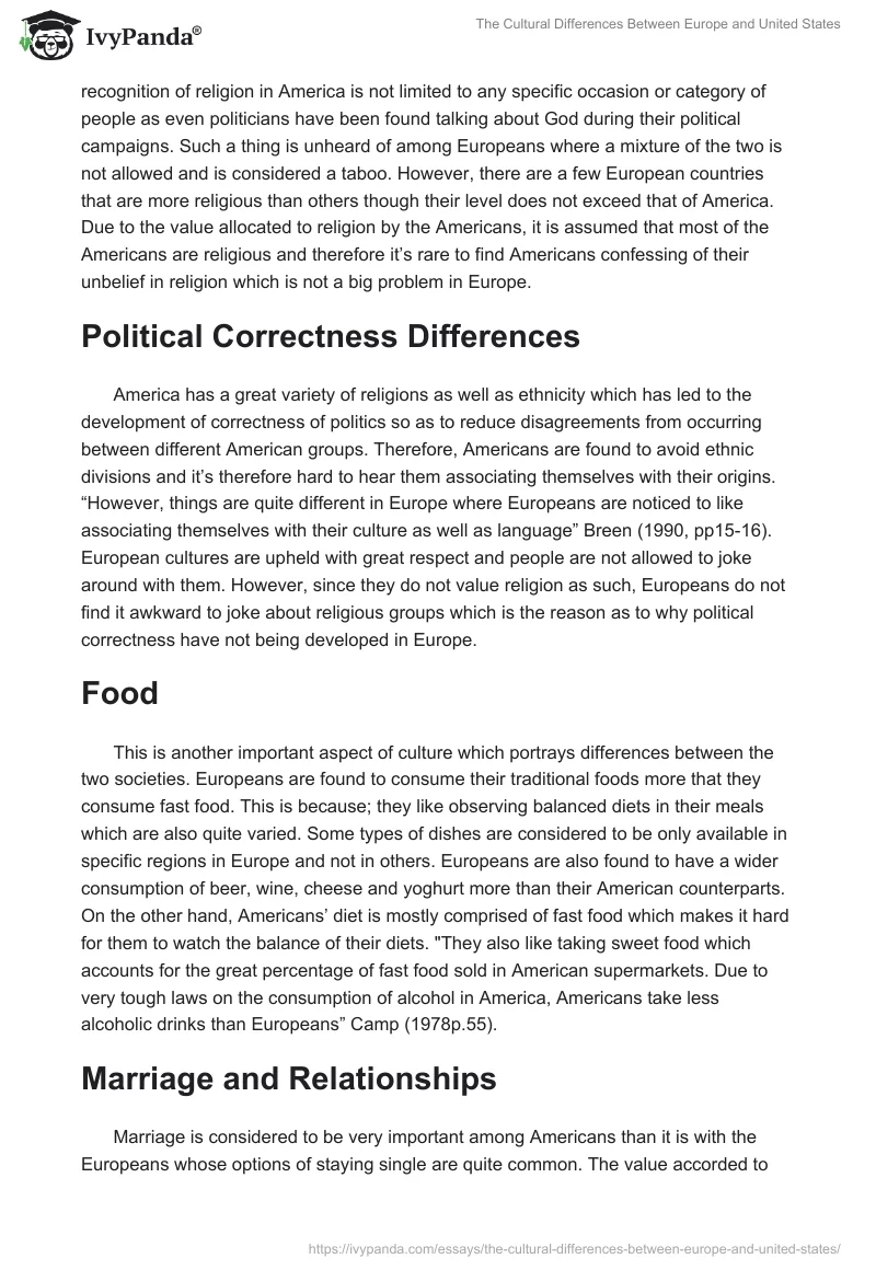 The Cultural Differences Between Europe and United States. Page 2