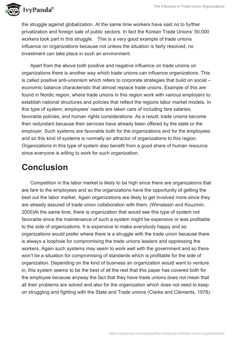The Influence of Trade Union Organizations. Page 5