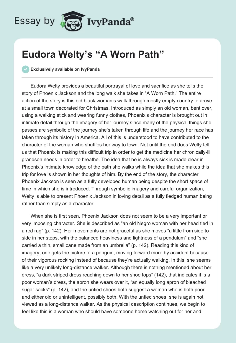 Eudora Welty’s “A Worn Path”. Page 1