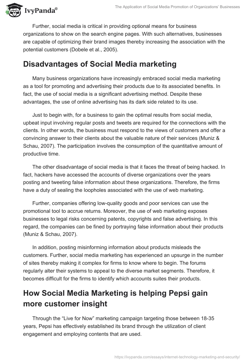 The Application of Social Media Promotion of Organizations’ Businesses. Page 5