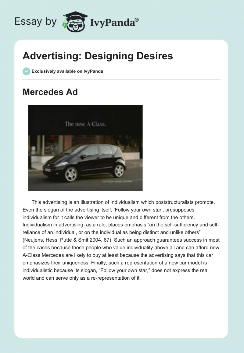 Advertising: Designing Desires. Page 1