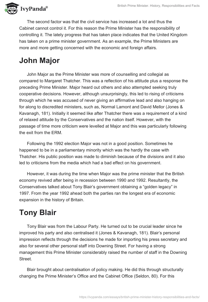 British Prime Minister. History, Responsibilities and Facts. Page 3